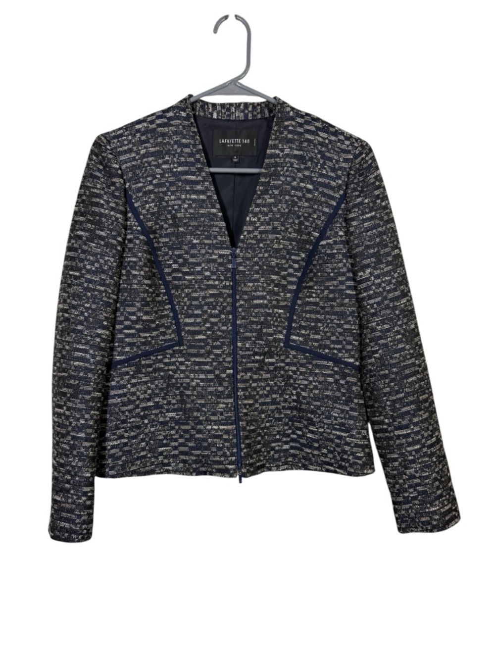 Lafayette 148 New York Woven Zip Up Jacket SZ 8PETITE